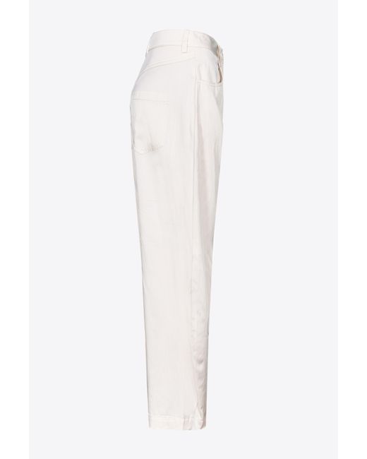 Pinko White Satin Barrel-leg Trousers