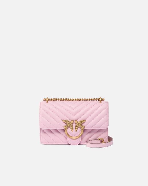 Pinko Pink Small Shoulder Bag Love Bag One Chevron
