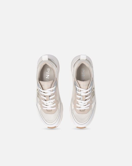 Pinko White Sneakers With Love Birds Logo