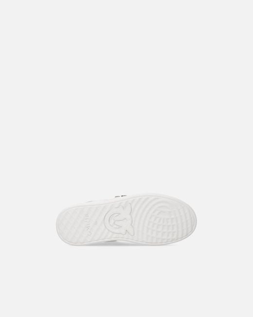 Pinko White Leather Sneakers With Love Birds Logo