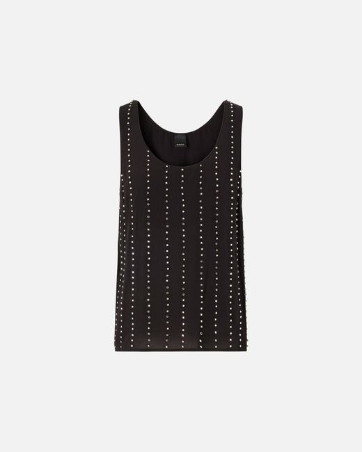 Pinko Black Vest Top With Jewel Stripes