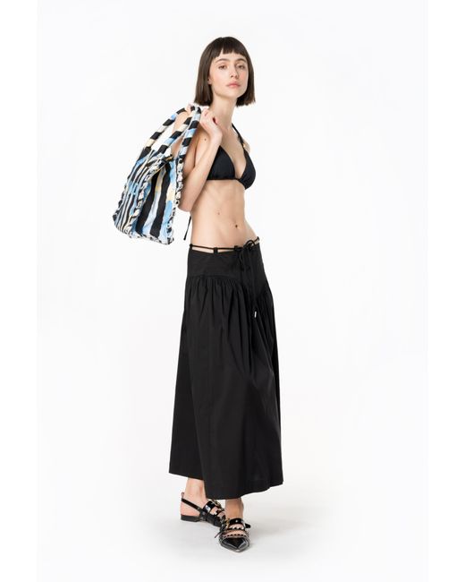 Pinko Black Technical Poplin Midi Skirt