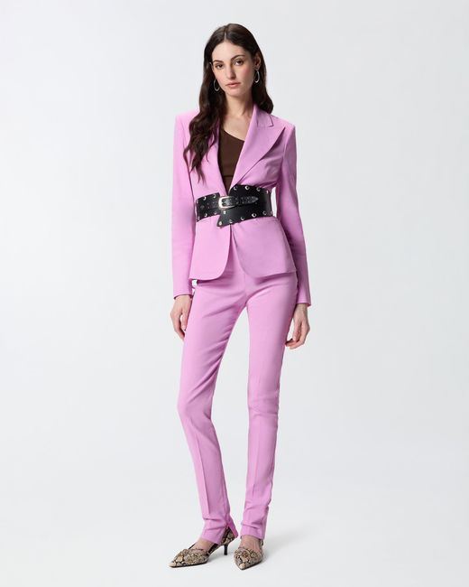 Pinko Pink Linen-Blend Jacket With Rear Slit