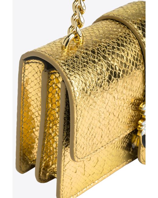 Pinko Metallic Galleria Mini Love Bag One In Punched Reptile Skin