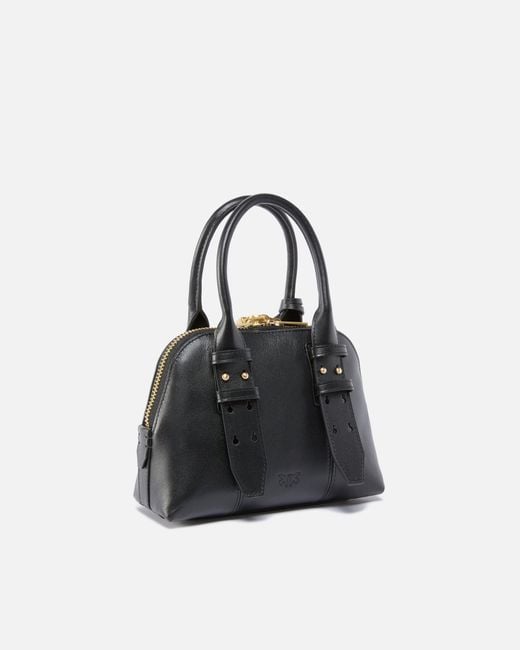 Pinko Black Leather Mini Escape Bag Bowling Bag