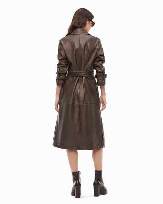Pinko Brown Vintage-Effect Trench Coat With Belt