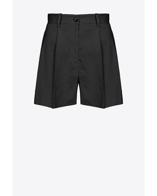 Pinko Black Tailored Linen Shorts