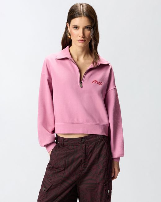 Pinko Pink Sweatshirt With Heart And Tini Print
