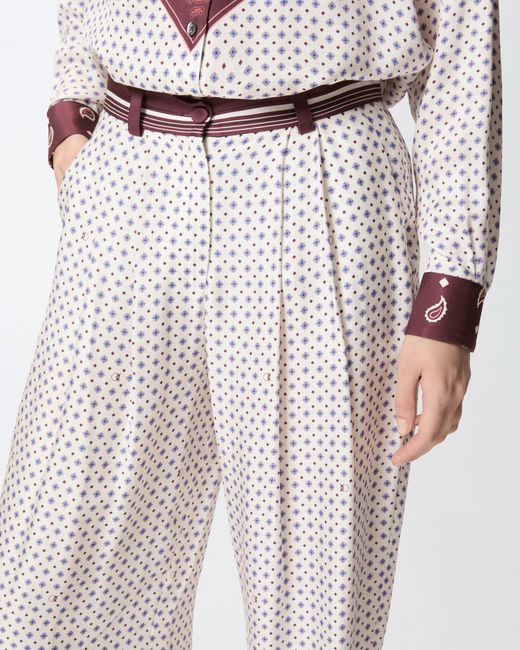 Pinko White Trousers With Tie Motif