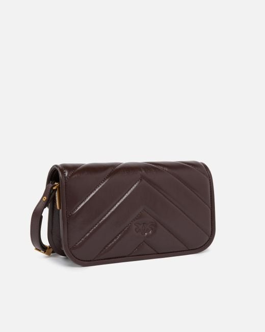Bolso De Mano Grande Love Bag Box Baguette De Piel Chevrón Pinko de color Brown