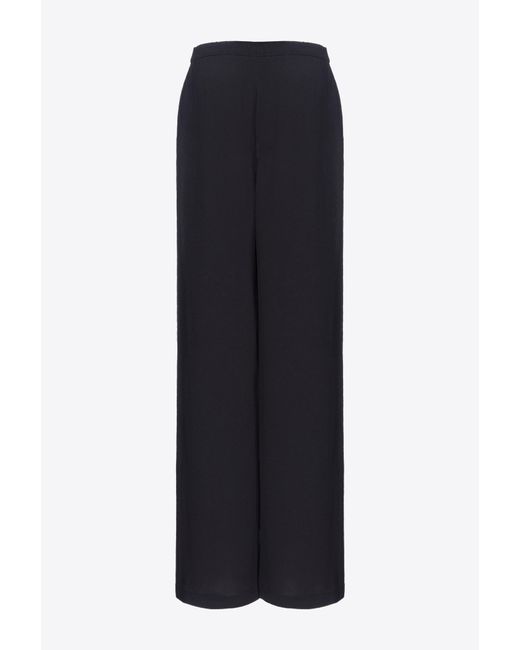 Pinko Blue Crepe De Chine Pull-on Trousers