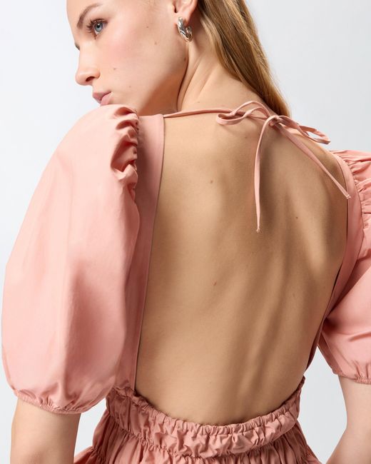 Pinko Pink Cropped Top With Ruffles And Open Back