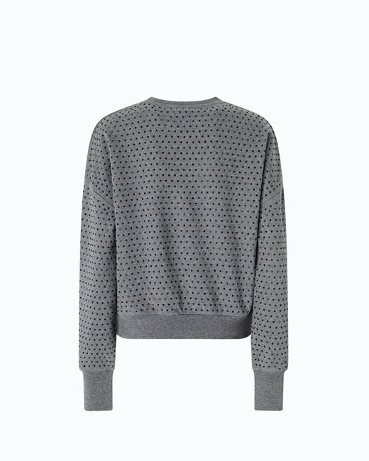Pinko Gray Fully Rhinestoned Fleece Sweater