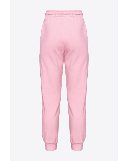 Pinko Pink Old-wash joggers With Embroidery