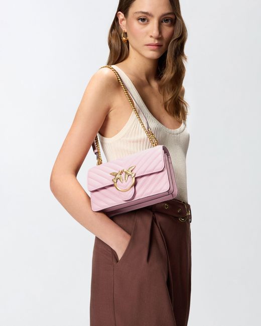 Pinko Pink Small Shoulder Bag Love Bag One Chevron