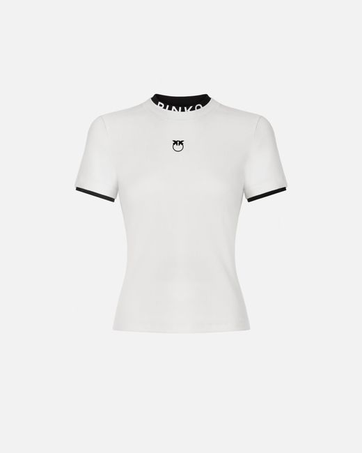 Pinko White T-Shirt With And Love Birds Logos
