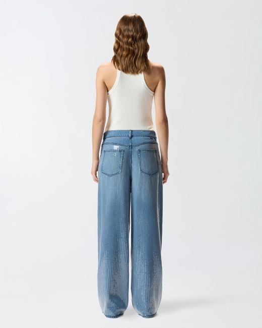 Pinko Blue Fully Sequinned Denim Jeans