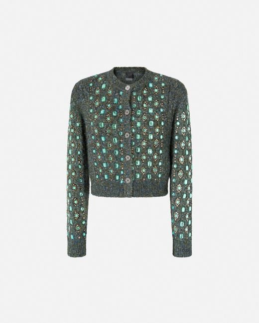 Pinko Green Cardigan With Jewel Embroidery