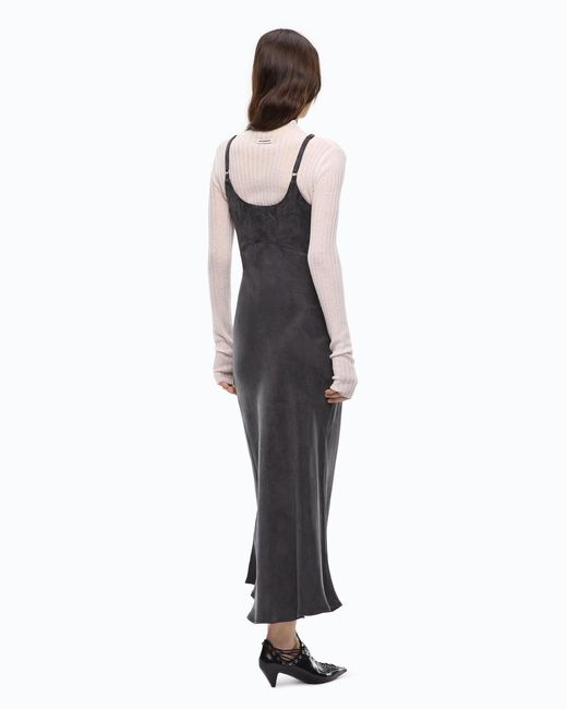 Pinko Blue Midi Slip Dress With Removable Love Birds Logo