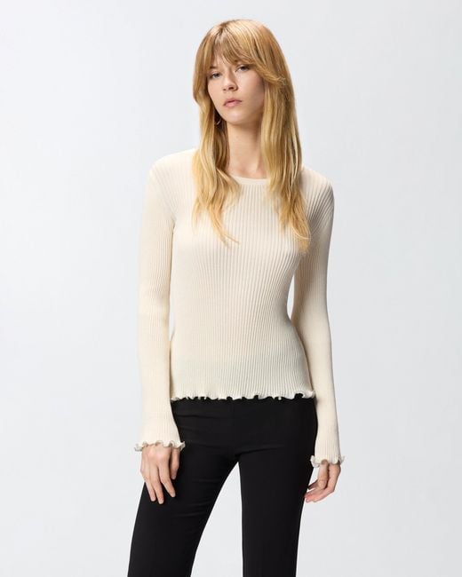 Pinko Natural Ribbed Sweater With Jewel Edges