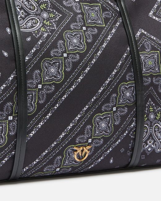Pinko Black Maxi Shopper With Two Handles And Bandana Print