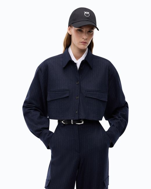 Pinko Blue Pinstriped Cropped Shirt