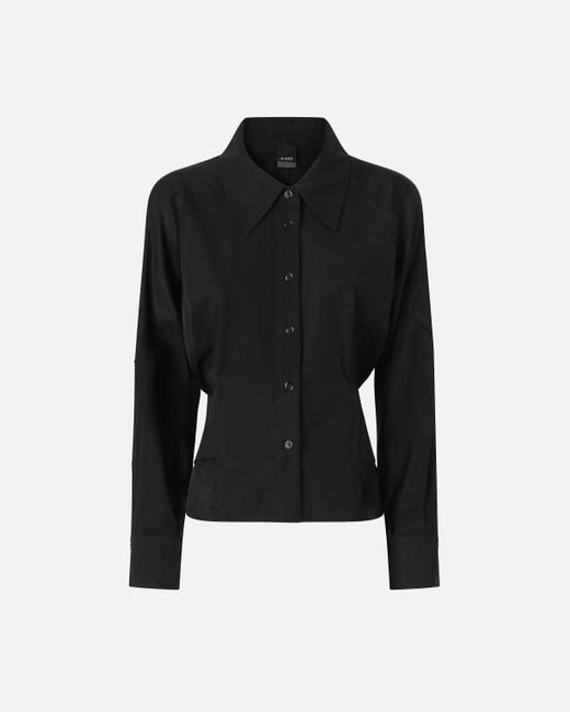 Camisa De Habotai Y Algodón Con Cinturón Pinko de color Black