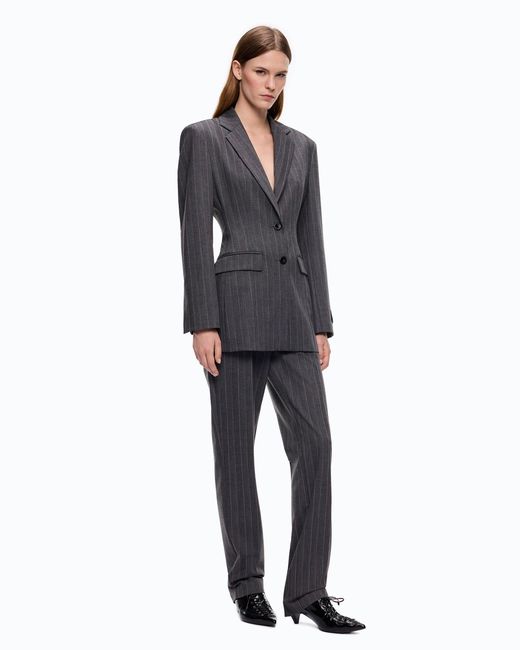 Pinko Black Pinstriped Wool-Blend Jacket