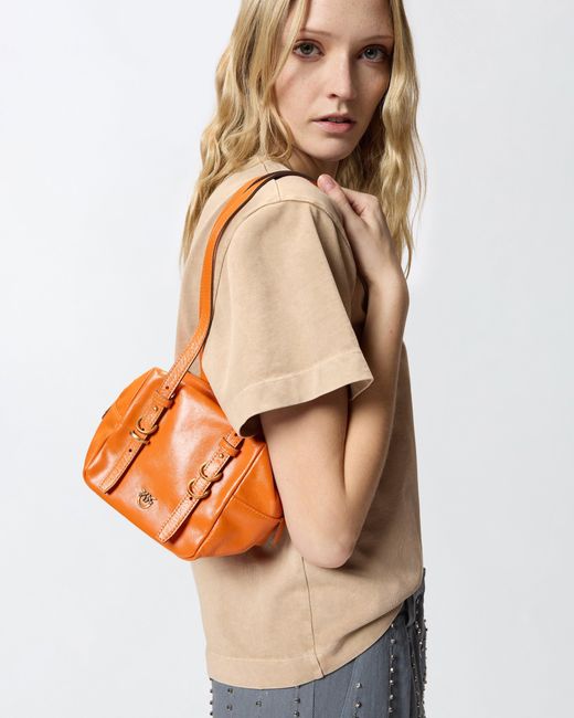 Pinko Orange Cubic Bag Small Crossbody Bag