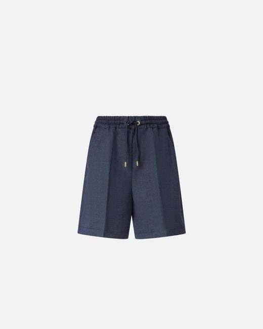 Pinko Blue Kurze Shorts Aus Verstärkter Wolle, Nachtblau