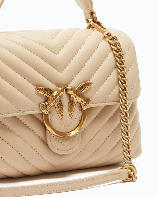 Pinko Natural Mini Handbag Lady Love Bag Puff Chevron