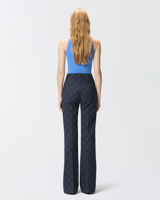 Pinko Blue Trousers With A Geometric And Floral Motif