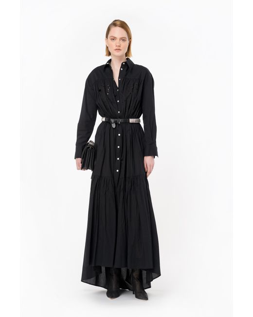 Pinko Black Shirt Dress With Rodeo Broderie Anglaise