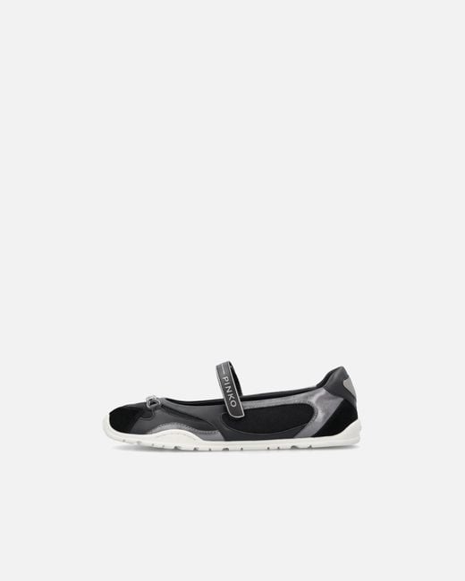 Pinko White Sporty Ballet Flats With Inserts And Lettering