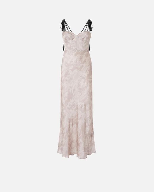 Pinko White Reimagine By X Patrick Mcdowell Long Satin Dress With Horse Print