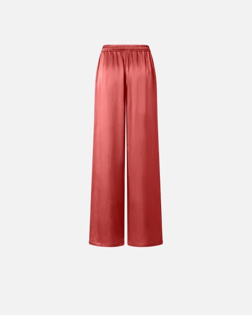 Pinko Red Pyjama-style Palazzo Trousers In Satin