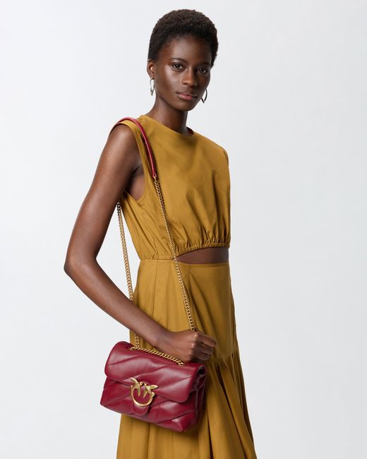 Pinko Red Small Shoulder Bag Love Bag Puff Maxi Quilt