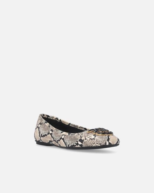 Pinko White Ballerinas With Python Print And Love Birds Logo