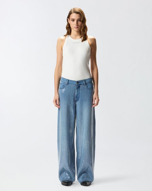 Pinko Blue Fully Sequinned Denim Jeans