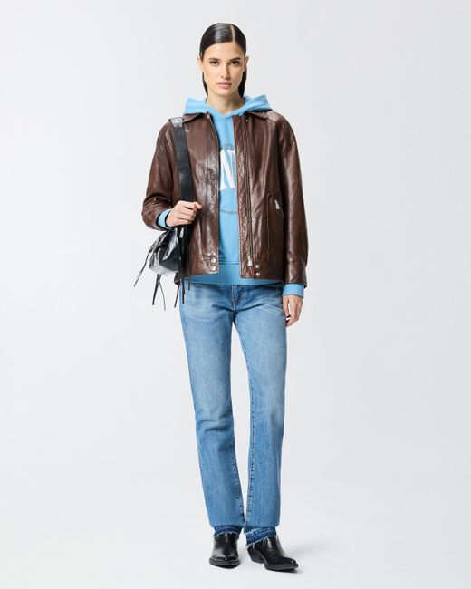 Felpa Con Cappuccio E Logo di Pinko in Blue