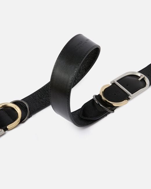 Pinko White Shiny Leather Belt With Metal Loops, 4 Cm