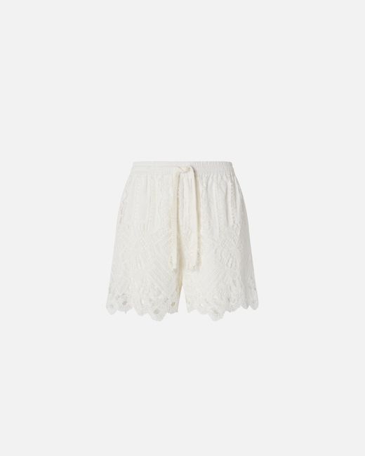 Pinko White Macramé Shorts With Openwork
