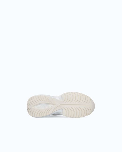 Pinko White Ariel Leather-Effect Sneakers With Mirror Detailing