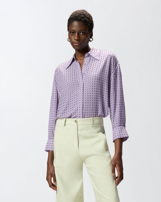 Pinko Purple Rhinestoned Georgette Shirt