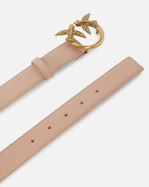 Pinko White Love Birds Leather Belt 3Cm