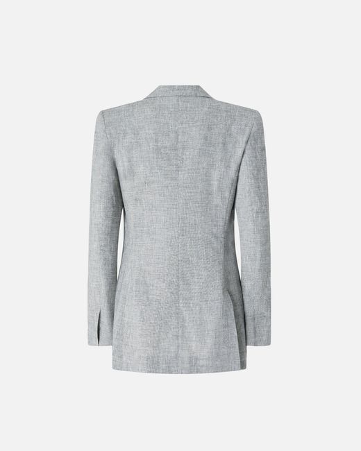 Chaqueta Cruzada De Mezcla De Lino Flameado Pinko de color Gray