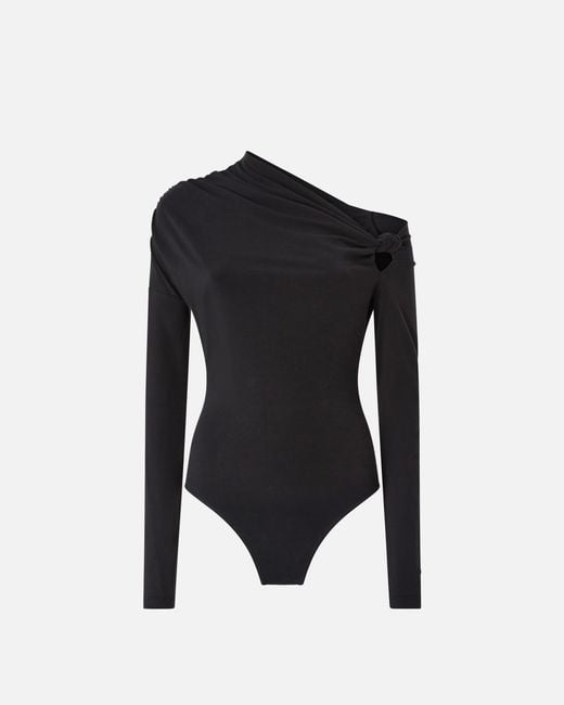 Pinko Black Bodysuit With Asymmetric Neckline