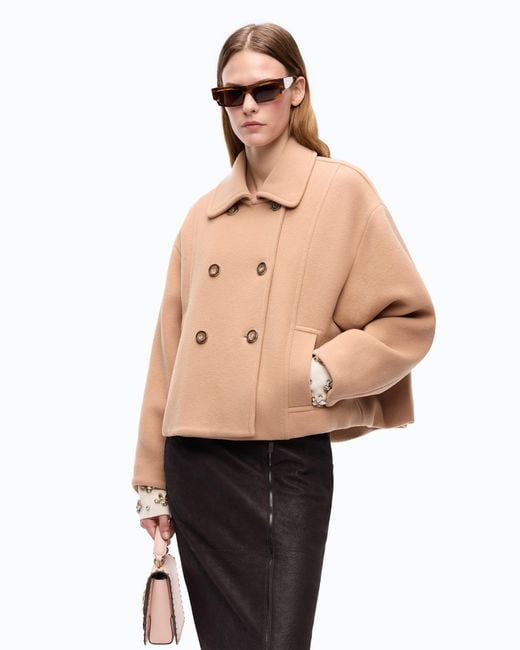 Pinko Natural Double-Breasted Pea Coat