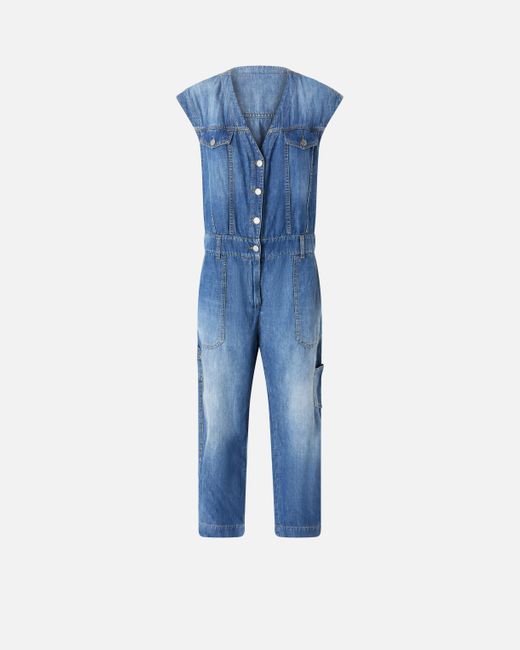 Pinko Blue Sleeveless Denim Jumpsuit