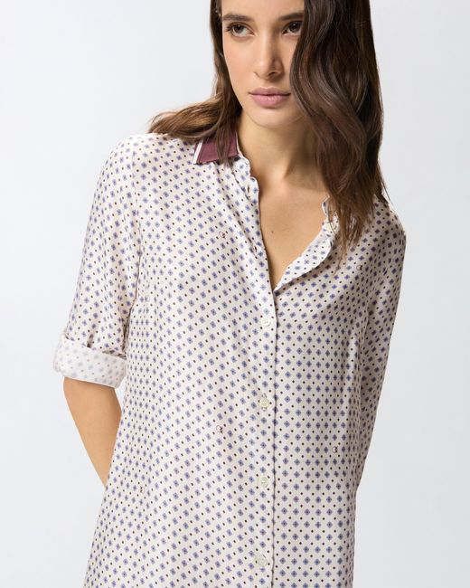 Pinko White Midi Shirt Dress With Tie Print